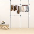 thumbnail image 1 of MONIPA Double Clothing Rack, Floor bedroom open simple cloakroom cloakstand Clothing Rack Adjustable Clothing Racks for Hanging Clothes, Strong Bearing No Damage To The Wall, White, 1 of 7