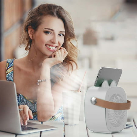 

RXIRUCGD Desk Fan Desktop Fan Small Cool Down Humidifier Fan Desktop Conditioner USB AC Fan Desk Fan USB Cooler Mini Portable USB Fan Travel Conditioner Fan Handheld White