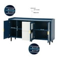 thumbnail image 3 of Sideboard Buffet Cabinet, Kitchen Pantry Storage Cabinet, 55" Coffee Bar Storage Cabinet with 2 Drawers, 2 Open Storage Compartment & 2 Glass Doors, or Kitchen, Living Room, Green, Blue, 3 of 7