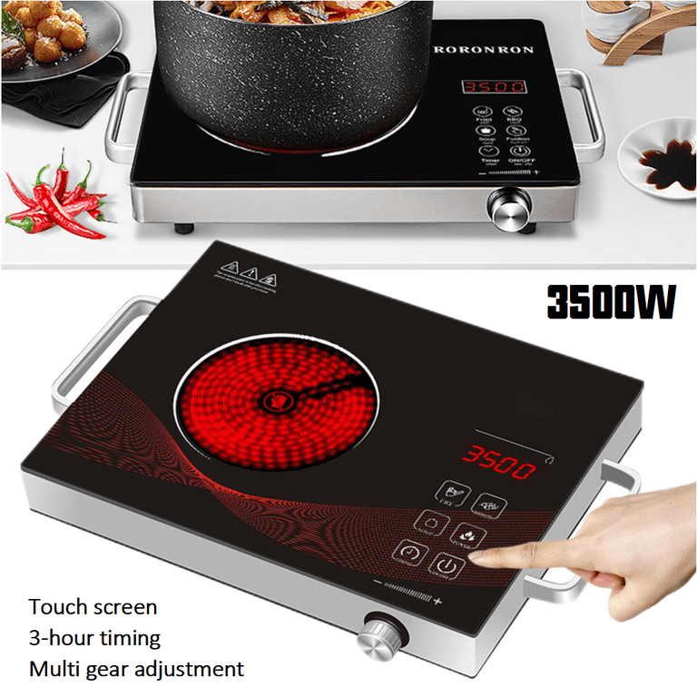 Wobythan Electric Hot Plate Infrared Induction Cooktop Stove 3500W Burner  Ceramic Glass for Cooking 