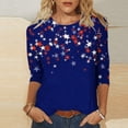 thumbnail image 1 of Fiudx Ofertas Flash Del Día Solo En Línea Camiseta de Manga 3/4 con Estampado para Mujer Blusas Informales de Manga Larga con Cuello Redondo, 1 of 5