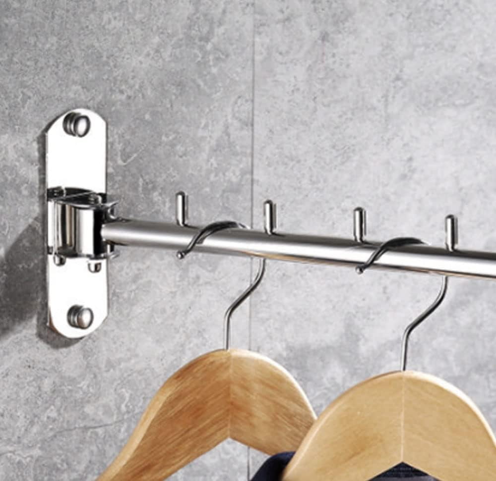 Swing Arm Clothes Hanger Space Saving Stainless Steel Wall Mounted Drying Rack Foldable Rod for Laundry Room Silver Walmart