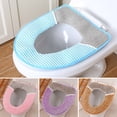 thumbnail image 2 of Kripyery Toilet Seat Cover Ultra Soft Keep Warm Universal Winter All Inclusive Sticky Plush Toilet Ring Mat for Hotel, 2 of 8