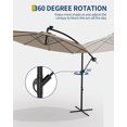 thumbnail image 4 of Parasol Déporté de 10 Pi pour Patio avec Base en Croix et Manivelle, Rotation à 360 Degrés Inclinaison Infinie, Résistant aux UV Ombrage Extérieur pour Terrasse Piscine Jardin Cour Arrière, Bleu Marine/rouge/gris/beige/beige, 4 of 7