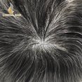 thumbnail image 4 of Lyricalhair French Lace Toupee for Men Hairpieces Mens Toupee Human Hair Replacement System Bleached Knots Lace with Poly Hair Wig Units 7"X9" #1B60 Off Black with 60% Gray, 4 of 5