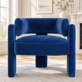 thumbnail image 4 of TLSUNNY Modern Accent Barrel Chair, Velvet Upholstered Armchair with 3 Legs, Comfy Leisure Reading Chair for Dining/Living Room/Bedroom, Blue, 4 of 9