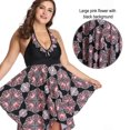 thumbnail image 3 of Traje de baño Tankini con dobladillo con volantes y estampado floral de talla grande para mujer Traje de baño de 2 piezas Traje de baño - Negro MFZFUKR BST3000910-2, 3 of 6
