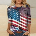 thumbnail image 2 of CHUANK Plus Hauts pour Femmes Chic Décontracté Col Rond Manches Courtes Chemises et Blouses pour Femmes T-Shirts à Imprimé Papillon du 4 Juillet pour Femmes Tunique Graphique Patriotique Tendance Haut d'Été Plage, 2 of 4
