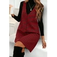 thumbnail image 5 of Women's Red Houndstooth V-Neck Sleeveless Mini Dress for Daily Wear [ZhiHiMeRi] | XL, 5 of 6