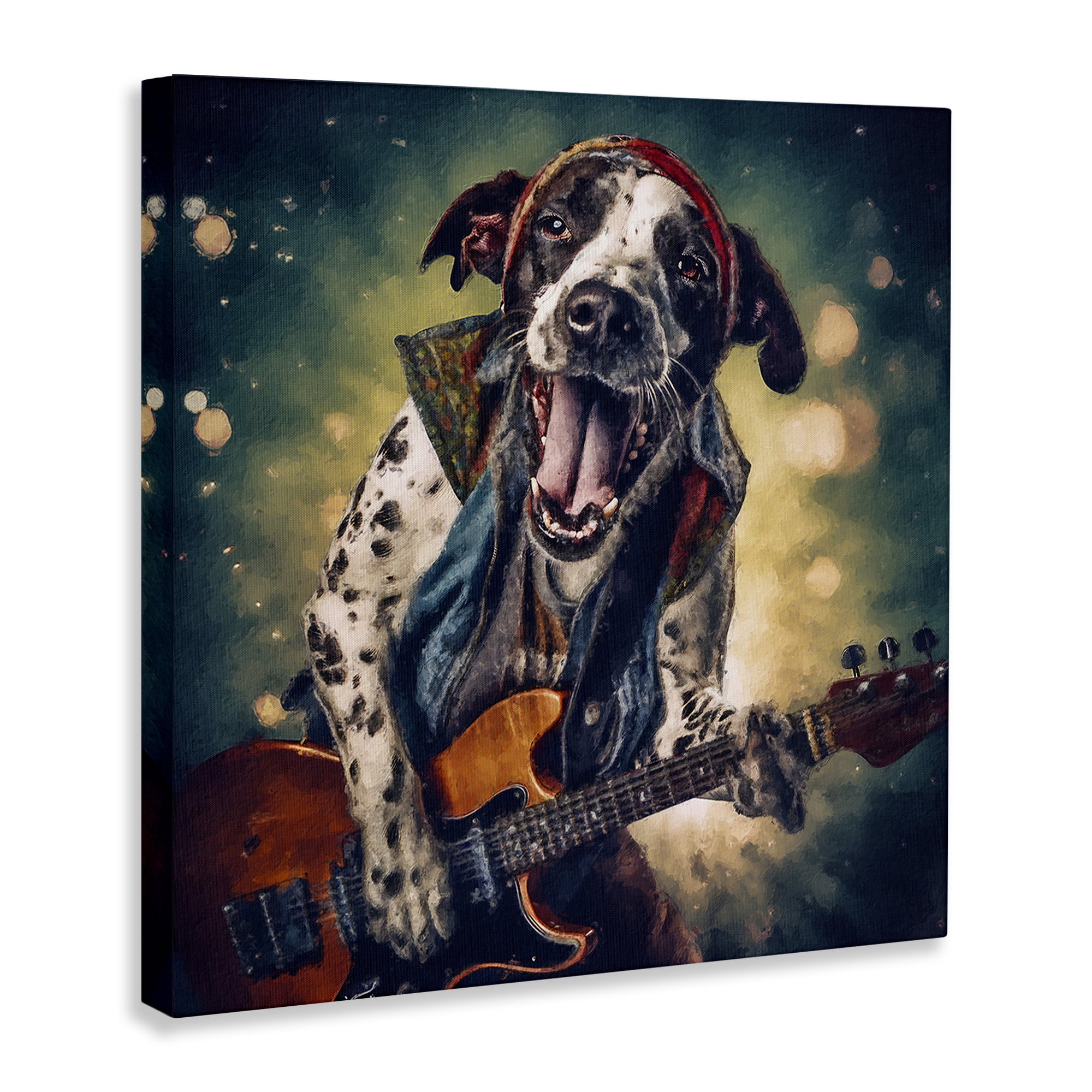 Stupell Industries Musician Dog Singing Animals Painting Wrapped Canvas Art Print Wall Art, 30 x 30