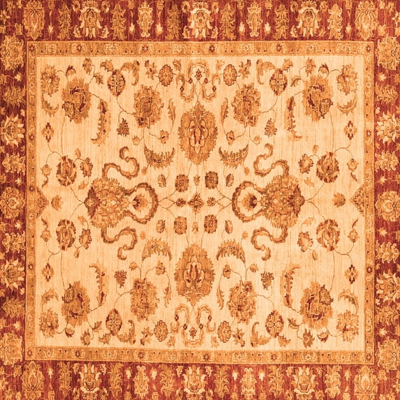 Ahgly Company Indoor Square Abstract Orange Modern Area Rugs, 6' Square