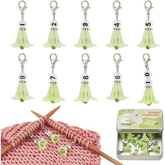 10 Pcs 10 Styles Number Flower Shaped Stitch Markers Acrylic Crochet Stitch Marker Locking Stitch Marker with Lobster Clasp Knitting Crocheting Accessories for Marking Direction Guidelines DIY