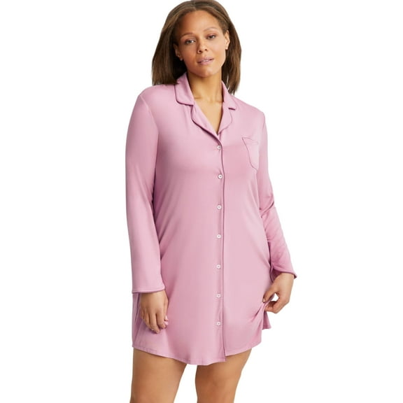 State of Day Womens Notched-Collar Sleepshirt 100180154MS Mauve Orchid Purple L