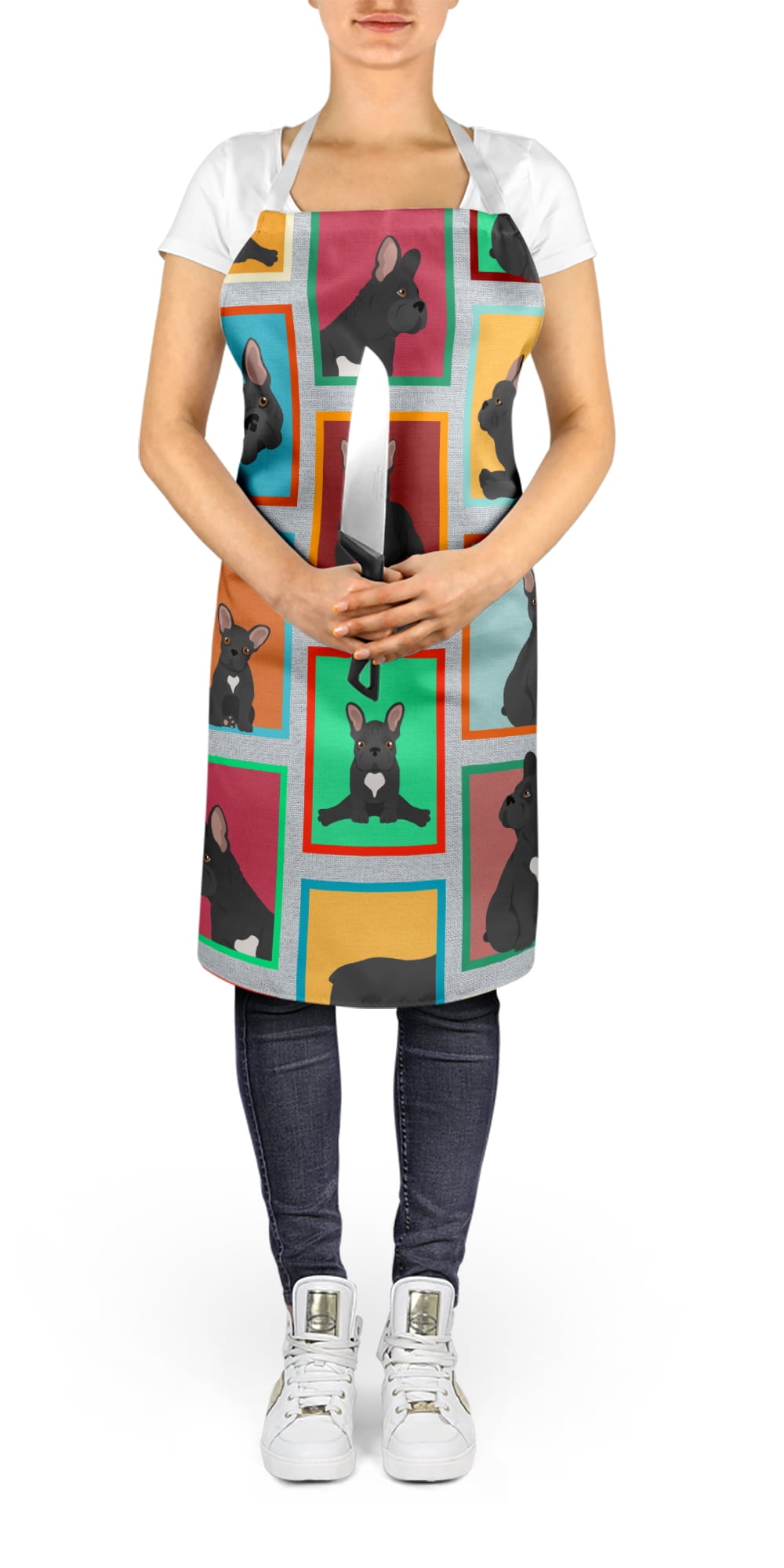 Lots of Black French Bulldog Apron 27 in x 30 in