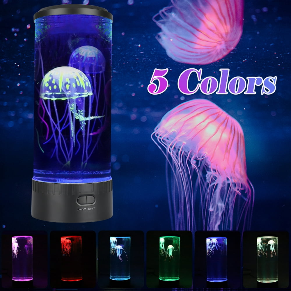 Jellyfish Lamp LED Fantasy Lava Lamp 5 Color Changing Light Effects ...