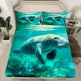 thumbnail image 2 of Erosebridal Cute Manatee Bed Sheets Set Queen,Marine Life Bedding Set Teens Manatee Lovers Gift,Ocean Theme Sheets,Underwater Oasis Teal Blue Green Top Sheet + Fitted Sheet + 2 Pillow Cases, 2 of 5