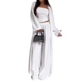 thumbnail image 3 of Women'S Autumn Home Wear Three-Piece Sportswear Casual Long-Sleeved Top High-Waisted Sports Pants Suit White L, 3 of 9
