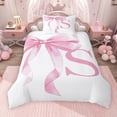 thumbnail image 2 of Erosebridal Girls Pink Bow Twin Bedding, S Letter Duvet Cover Set, Princess Style Bedroom Decor, Pink Reversible 2 Pieces, 1 Duvet Cover and 1 Pillowcase (No Comforter), 2 of 6