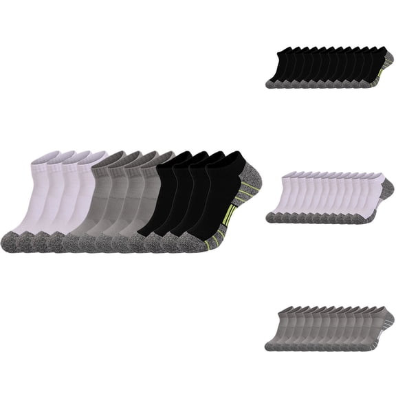 QLEICOM Mens Ankle Socks,Unisex Running Socks with Extra Cushioning Water Wicking and Antiskid Grip Thick Sports Socks Provide Influence Protection for High- Workouts Gray