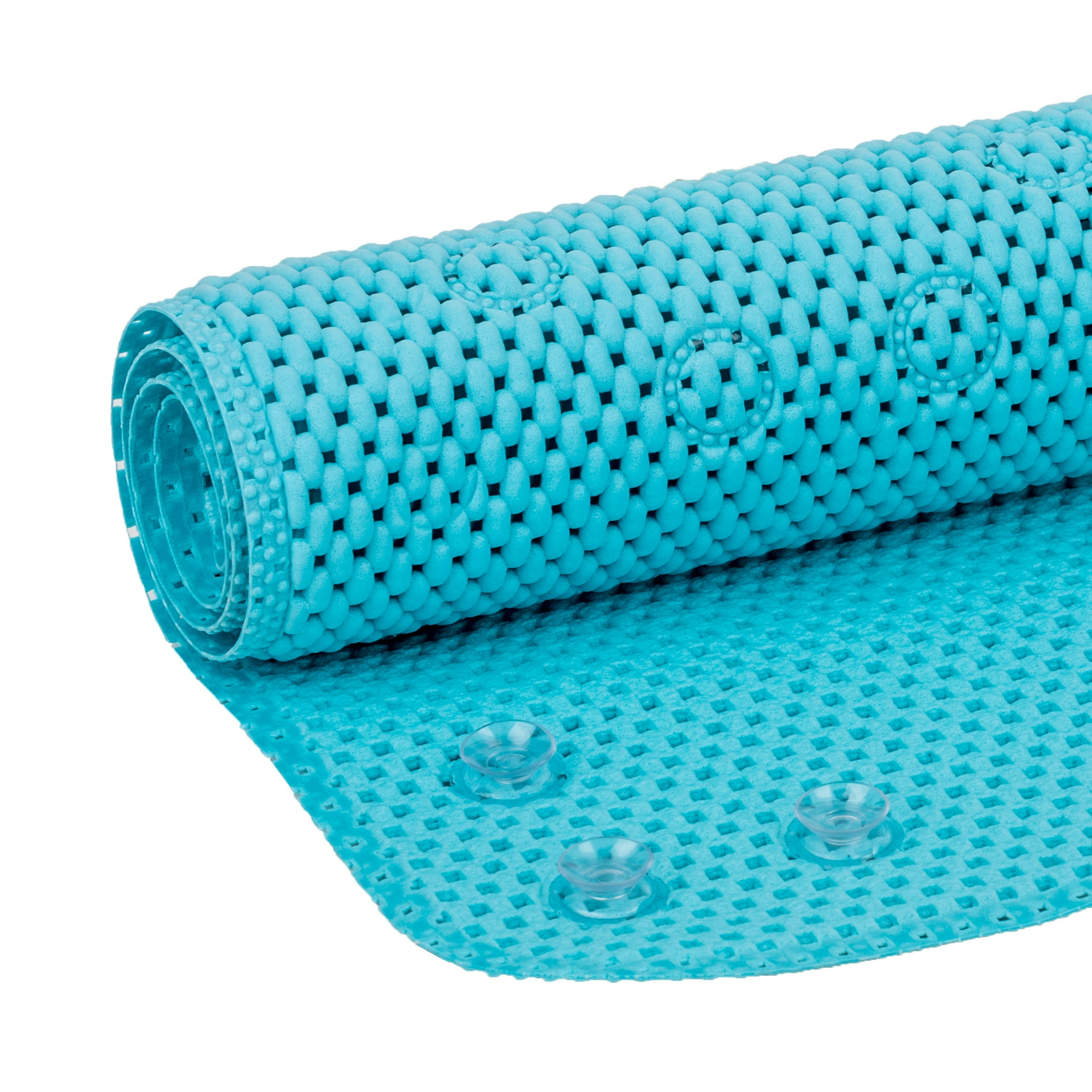 Mainstays Blue Cushioned Foam Bathtub Mat with Suction Cups, 17" x 36"