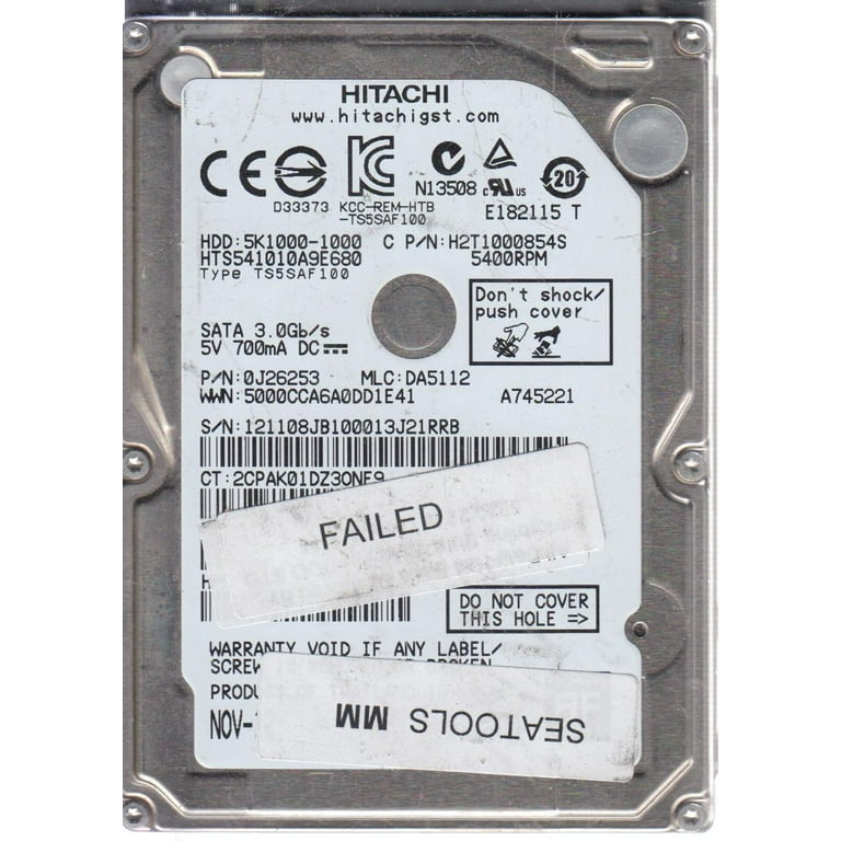 HTS541010A9E680, PN 0J26253, MLC DA5112, Hitachi 1TB SATA 2.5 Hard Drive