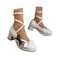 thumbnail image 2 of IUJSOY Women's Lolita Shoes Strappy Platform Block Heel Patent Leather Pumps with Bow, 2 of 8