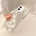 thumbnail image 3 of for iPhone 12/12 Pro Case Bow Plating Mirror Cute Heart Women Girls Teens Ribbon Design Girly Aesthetic Bows Y2k Protective Phone Cover with Charm Chain, 3 of 5