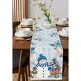 thumbnail image 2 of Table Runners 120 Inches Long Dress Scarves, Blue Christmas Farmhouse Coffee/Dining/Kitchen Table Runner for Living Room, Snowman Elk Eucalyptus Leaves Xmas Tree Wood 13x120 Inch, 2 of 7