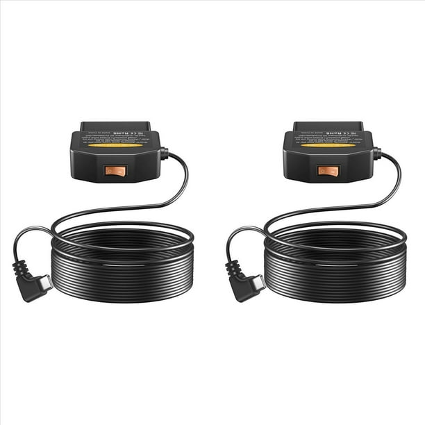 2X Cable de Alimentación OBD2 OBD para Cámara de Tablero, Adaptador OBD A USB OBDII Tipo C, Cable Cargador Cableado, 12-36 V A 5 V/3 A