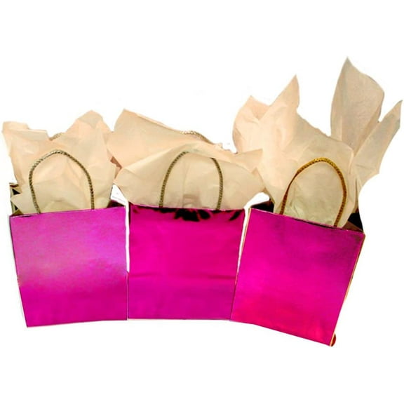 PMU Fuchsia Foil Cube Gift Bags Pkg/3