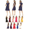 thumbnail image 6 of Women's Casual Solid Short Sleeve Ribbon Belted Flared A Line Swing Dresses, 6 of 6