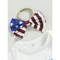 thumbnail image 4 of 4th of July Baby Girl Clothes Newborn American Sweet Heart Short Sleeve Bodysuit USA Flag Ruffle Shorts with Headband, 4 of 8