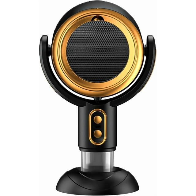 Portable Air Purifier Fan with Dual-Channel Filtration USB Rechargeable 2-Speed Tabletop Black Gold
