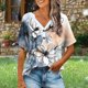 thumbnail image 1 of TaTaai Women Fashion V Neck Short Sleeve All Over Print T Shirt Casual Loose Button Top Ladies Spring Summer Daily Street Wear Soft Breathable Machine Washable No Fading Top Gift, 1 of 6