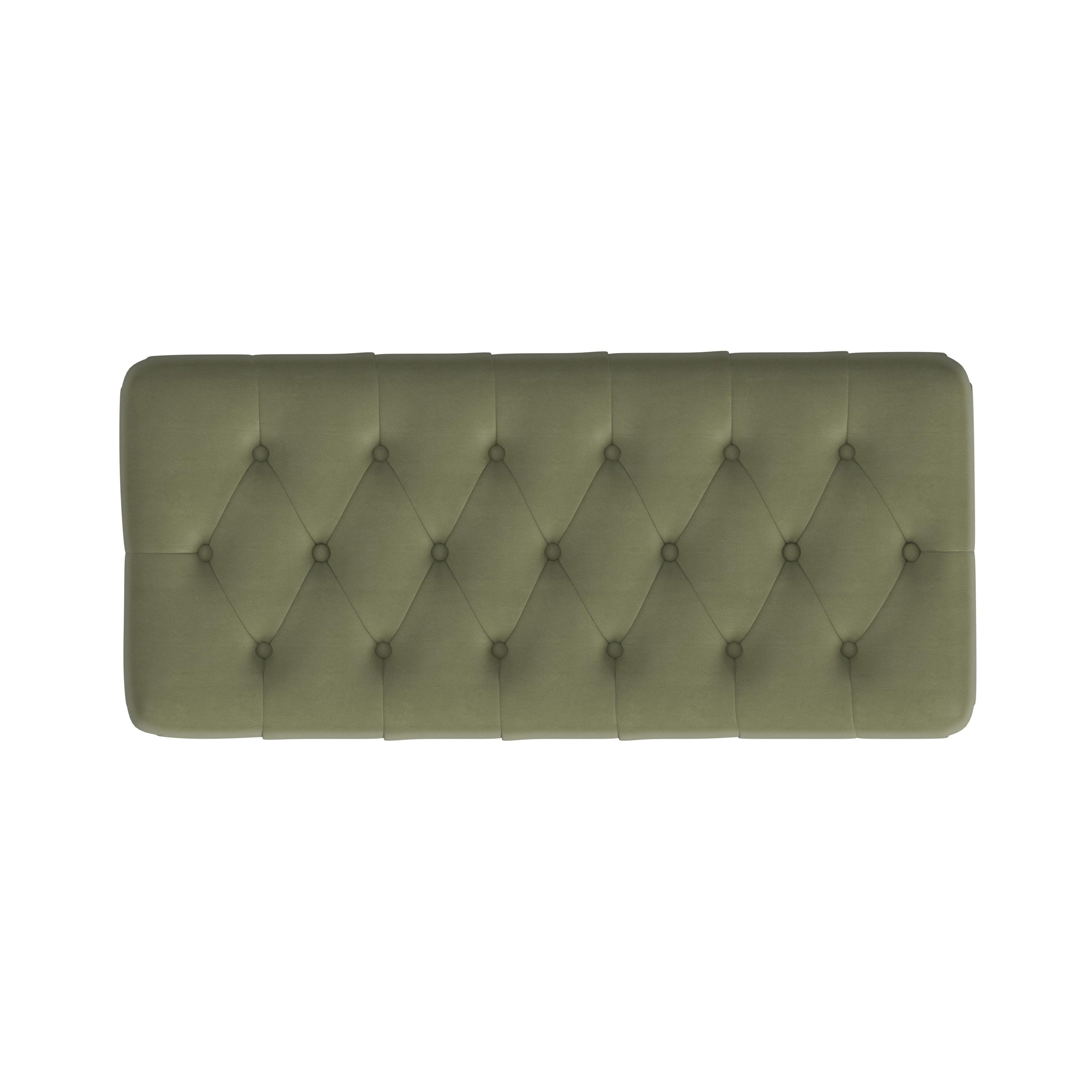 HomePop Button Tufted Storage Bench, 40"W x 18"D x 18"H, Light Sage Green Velvet