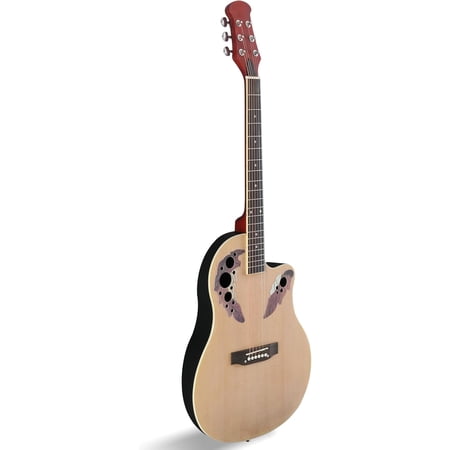 QRKD 41 Inch Acoustic Guitar, Full-Size Beginner Cutaway Wood Guitars Kit with Gig Bag and Steel String for adults, Natural