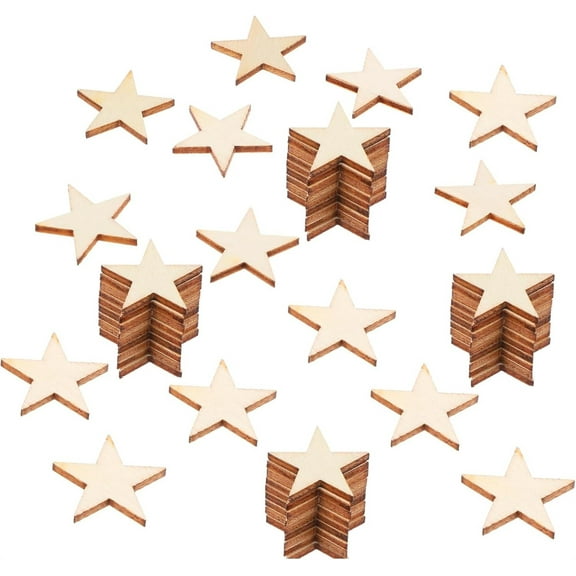 200 PCS Wood Stars for Crafts,Duslogis 1 Inch Wooden Stars Unfinished Wood Star Cutouts Woods Star Ornaments for DIY Art Crafts Wedding Party Decorate Wooden Flags Making