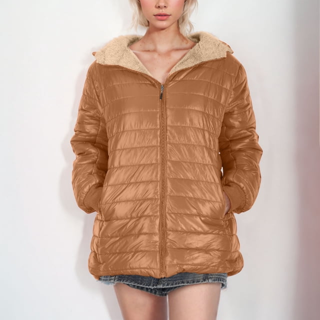 Parkas de manga larga para mujer, chaqueta de algodón polar liso y grande, abrigo cálido de lana de cordero, abrigo tipo suéter, abrigo para mujer