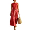 thumbnail image 4 of Women's Elegant Long Skirt for Formal Wear Matching Two Piece Outfit Set Red L, 4 of 5