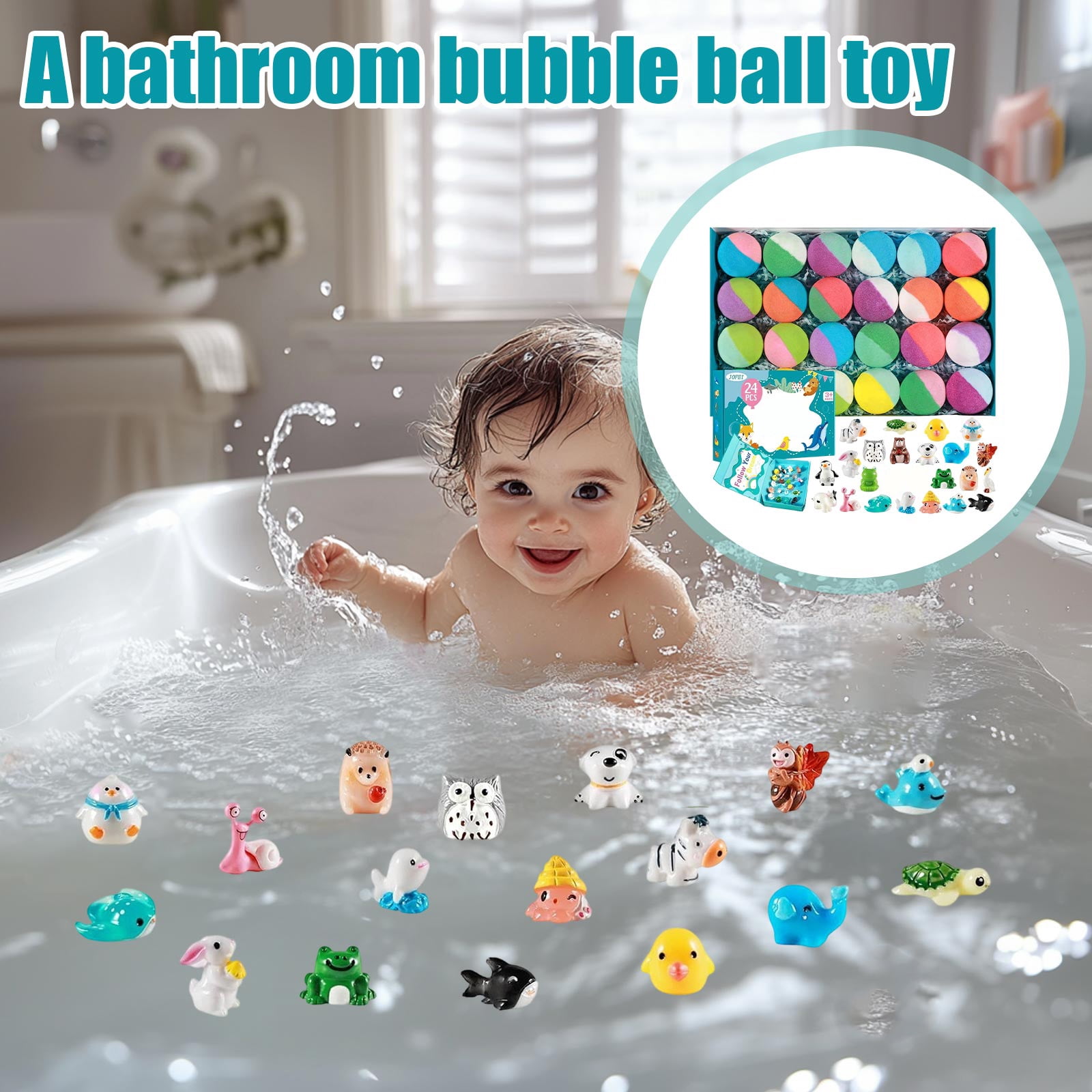 24pc Easter Surprise Bath Ball, Fizzy Bubble Bath Balls with Hidden Toys Inside, Natural Scented Fun for Boys Girls, Easter Basket/Stuffers Party Favors, Holiday Gifts , A