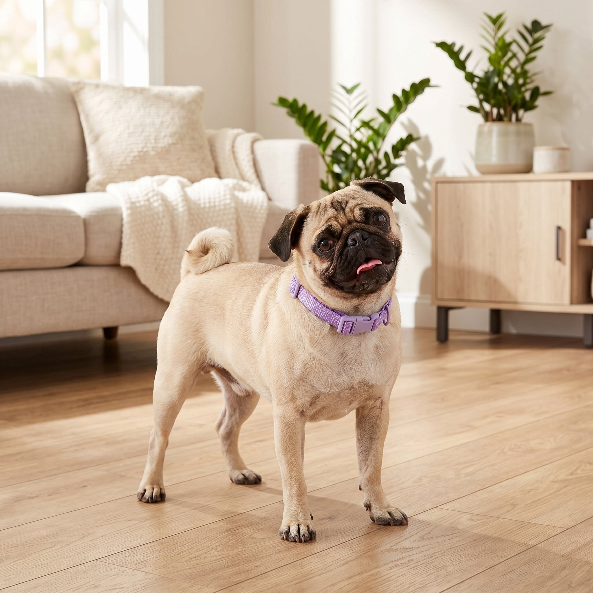 Vibrant Life Neoprene Cushioned Adjustable Dog Collar, Lilac, Small