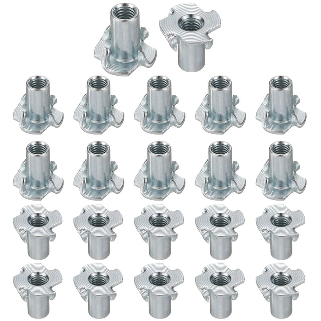 Tuercas en T M6x16mm de 4 garras 0.69" x 0.63" Tuerca en T de acero al carbono completamente roscada 50 paquetes