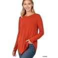 thumbnail image 2 of Zenana Plus Size Relaxed Fit Long Sleeve Round Neck & Hem Jersey Tee Shirt Top, 2 of 4