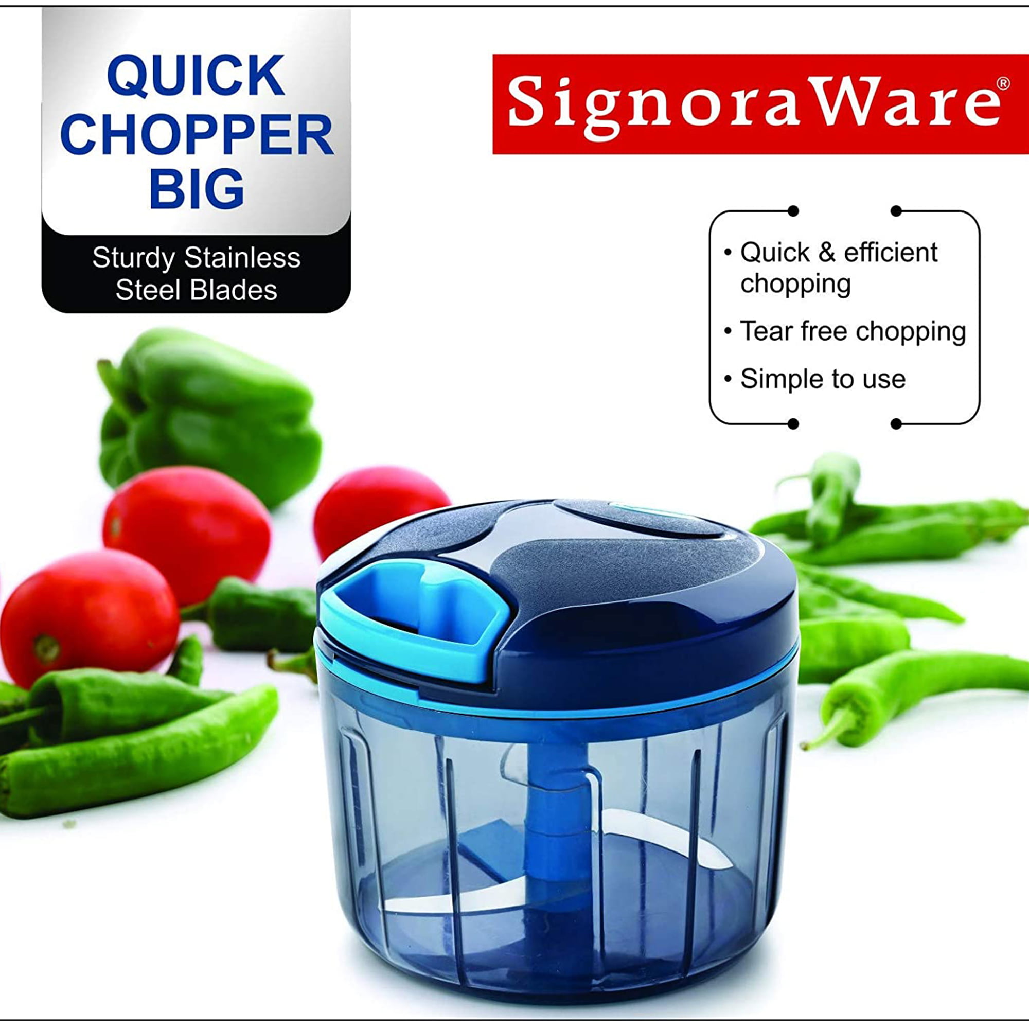 Signora Ware Manual Food Chopper & Processor for Vegetables & Fruits, 15 Oz
