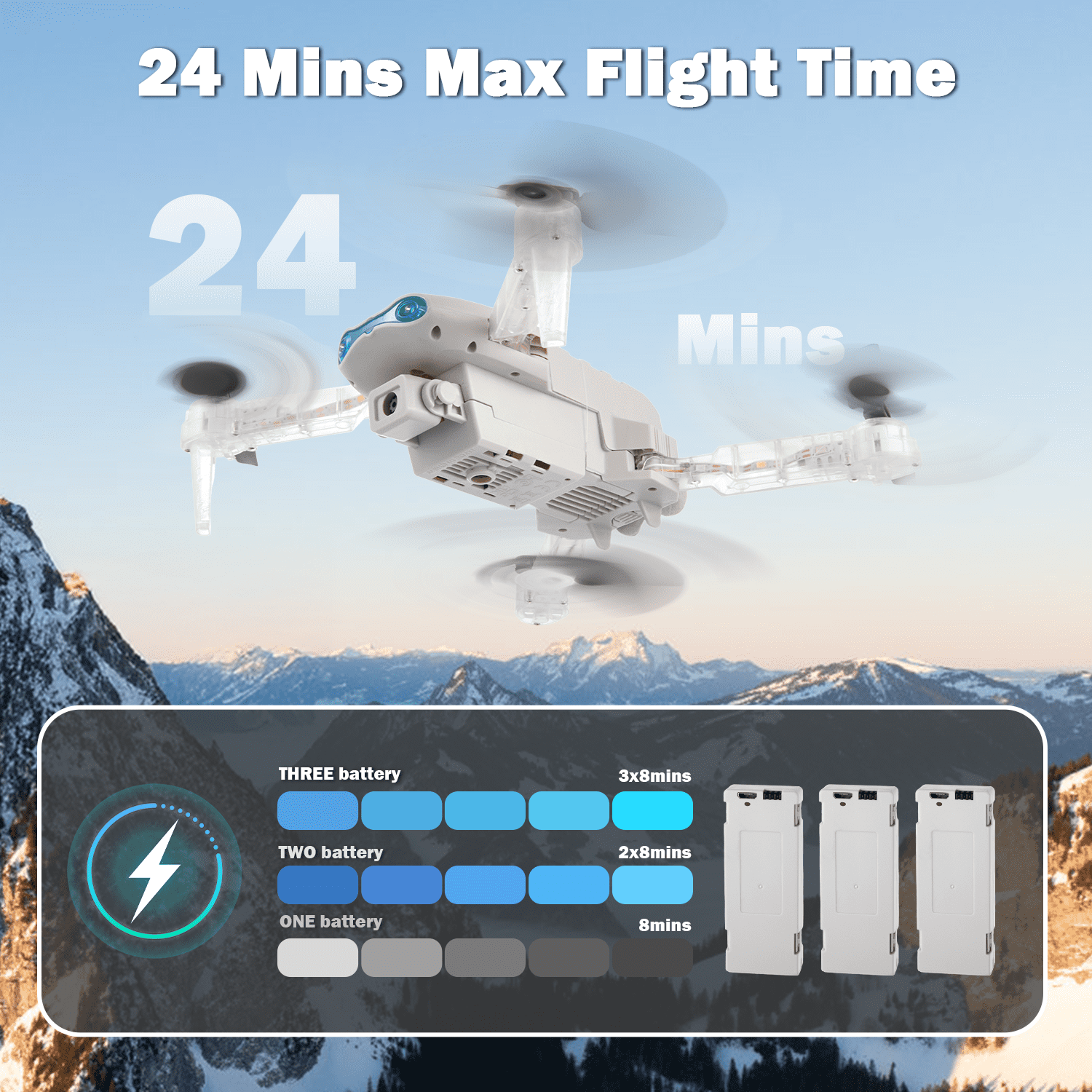 Drone with HD Camera for Adults Kids, WIFI FPV RC Quadcopter with Colorful LED Lights, Foldable RC Drone with 3 Batteries, Carrying Case