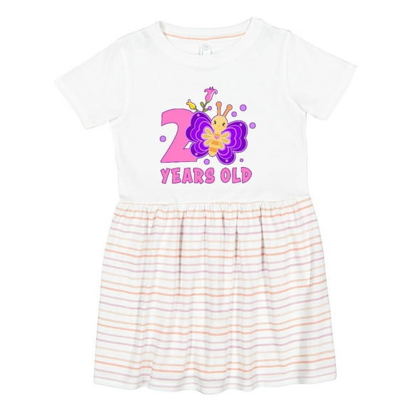 Inktastic 2 Years Old with Butterfly and Flowers Girls Toddler Dress