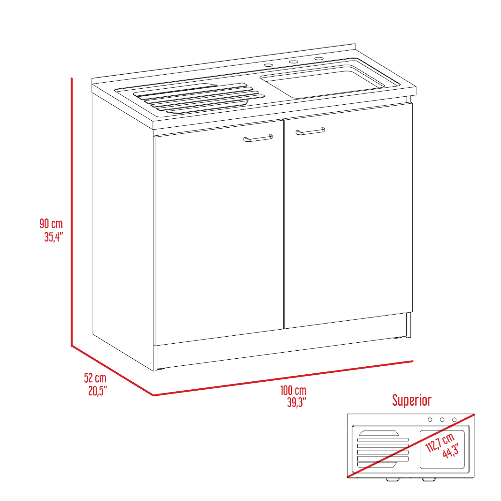 Treevol Furniture, Utility Sink Vernal, Weight: 82.4", Double Door, White / Light Oak Finish