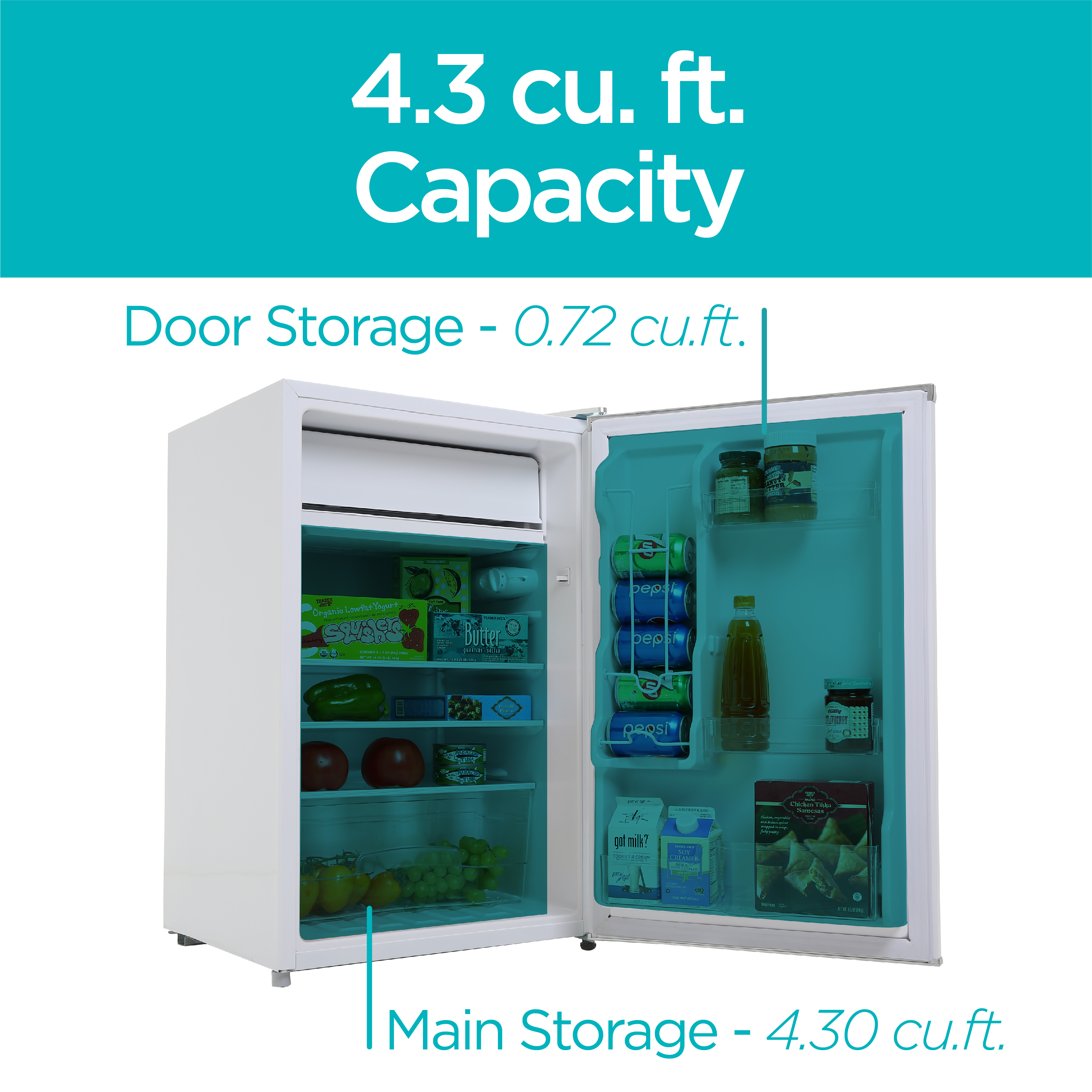 BLACK+DECKER BCRK43W Compact Refrigerator Energy Star Single Door Mini Fridge with Freezer, 4.3 cu. ft., White - image 4 of 7