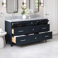 thumbnail image 3 of Ariel Monroe 67 Inch Double Oval Sink Bathroom Vanity With Italian Carrara Marble Countertop 1.5 inch Edge In Midnight Blue, 3 of 7