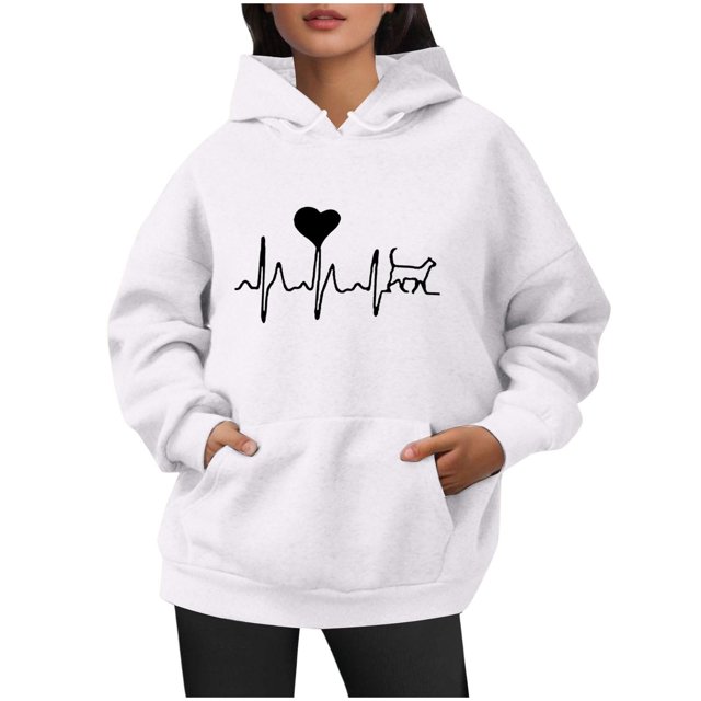 WEAIXIMIUNG Sweatshirts d'Automne pour Femmes 2025 Mode Dames Automne Hiver Extérieur Ample Grande Taille Imprimé Lettre Sweat à Capuche
